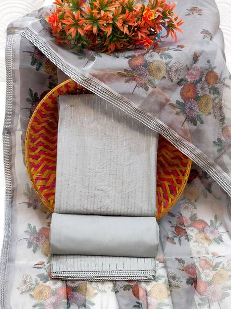 Tavas Chanderi Embroidered Salwar Suit Material - Image 3
