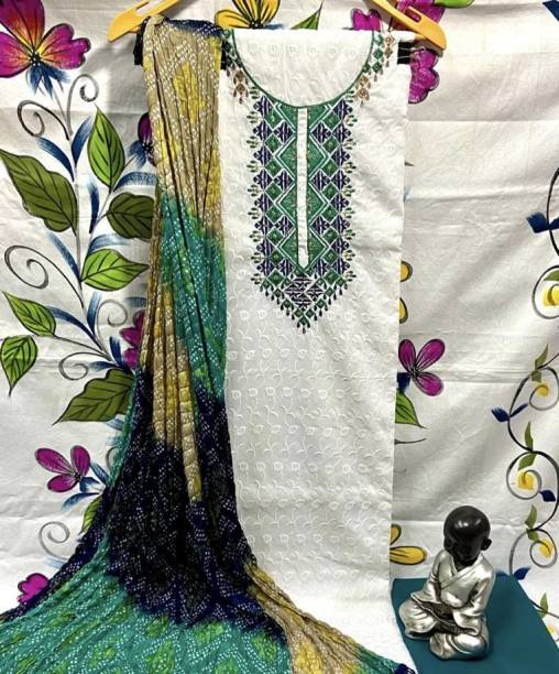 Unstitched Cotton Silk Kurta & Churidar Material Embroidered Price in India