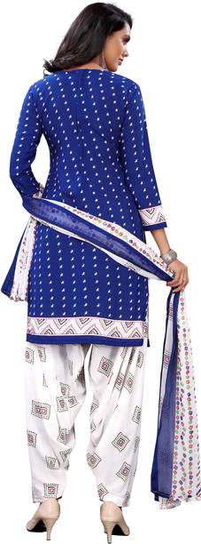 AYKA CLOTHINGS Crepe Floral Print, Embellished, Printed, Geometric Print Salwar Suit Material - Image 4