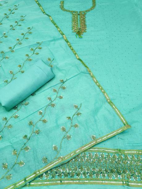 Heenari Chanderi Embroidered Salwar Suit Material - Image 2