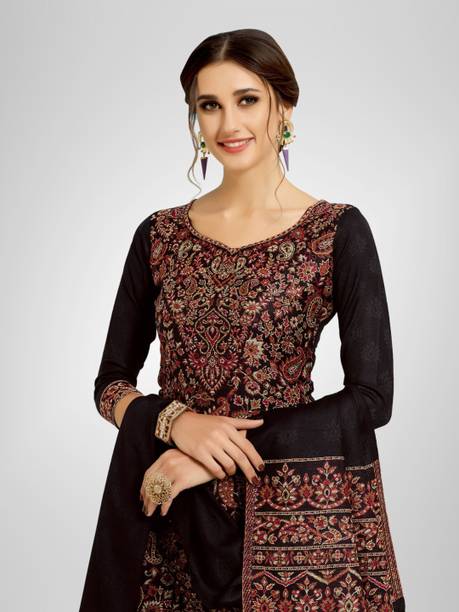 Safaa Acrylic Blend Self Design Kurta & Palazzo Material - Image 3