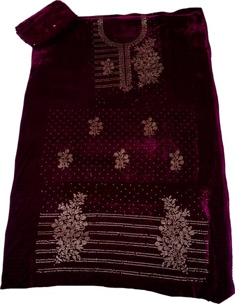 MannKey Velvet Embroidered Salwar Suit Material - Image 2