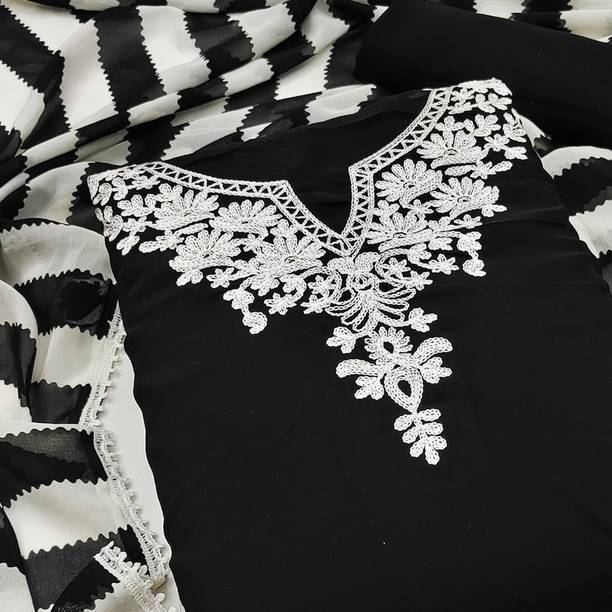 MEHZEEL FAB Georgette Embroidered Salwar Suit Material Price in India - Buy MEHZEEL FAB Georgette Embroidered Salwar Suit Material online at... - Image 4