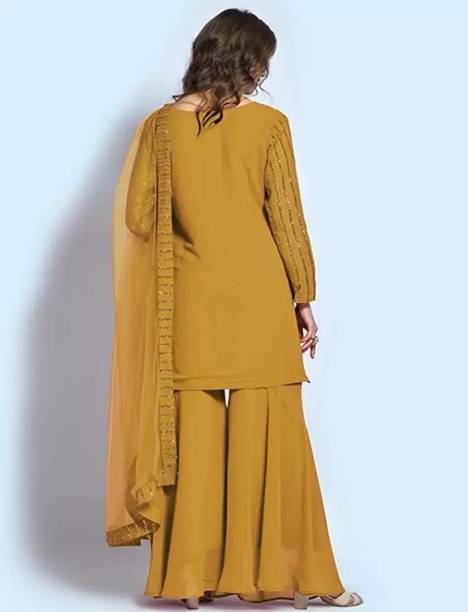Suriya Enterprise Georgette Embellished Kurta & Sharara Fabric - Image 2