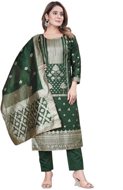 Unstitched Art Silk Kurta & Churidar Material Self Design