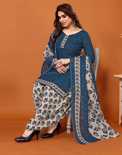 Unstitched Cotton Blend Salwar Suit Material Floral Print Price in India