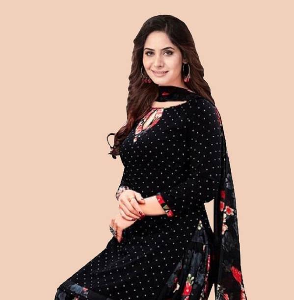 AYKA CLOTHINGS Crepe Floral Print Kurta & Patiyala Material - Image 2