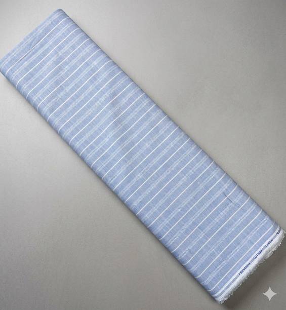 Unstitched Cotton Linen Shirt Fabric Striped