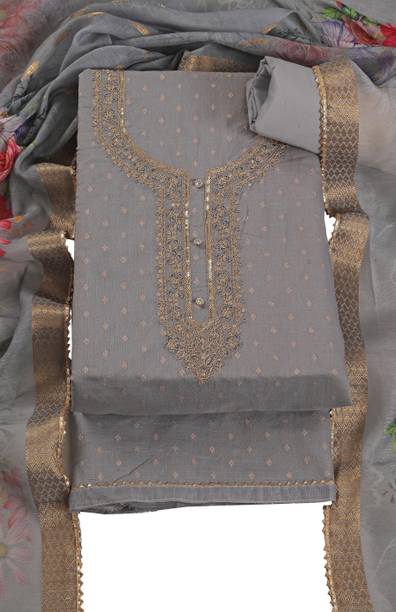 Tavas Chanderi Embroidered Salwar Suit Material