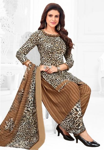 AYKA CLOTHINGS Crepe Floral Print, Printed, Geometric Print Salwar Suit Material - Image 2