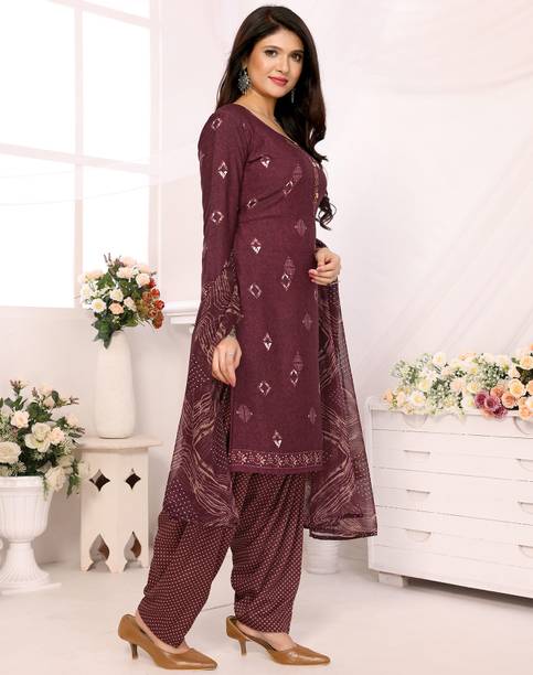 YASHIKA Crepe Geometric Print Salwar Suit Material - Image 4