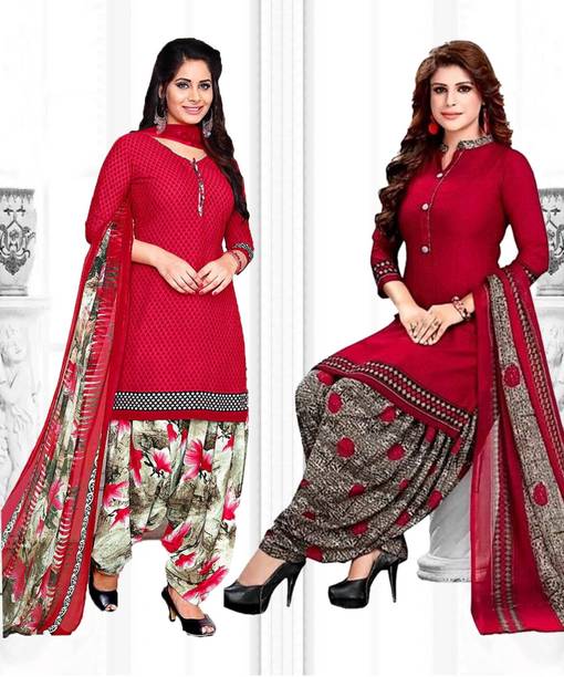Unstitched Crepe Salwar Suit Material Printed