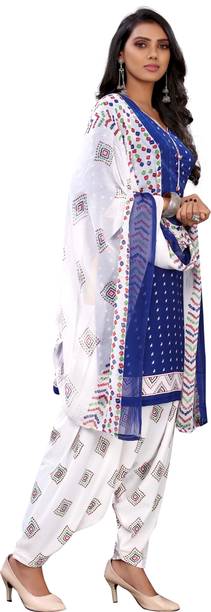 AYKA CLOTHINGS Crepe Floral Print, Embellished, Printed, Geometric Print Salwar Suit Material - Image 3