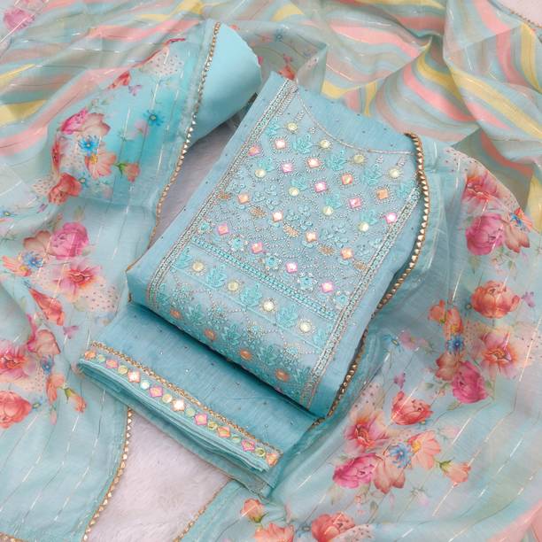 Tavas Chanderi Embroidered Salwar Suit Material - Image 2
