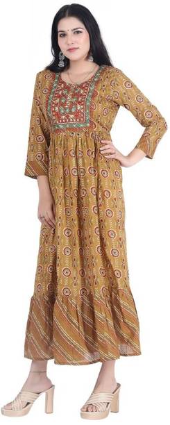 Lane of Rogue Cotton Blend Embroidered Gown/Anarkali Kurta & Bottom Material Price in India - Buy Lane of Rogue Cotton Blend Embroidered... - Image 4