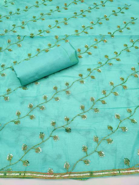 Heenari Chanderi Embroidered Salwar Suit Material - Image 3
