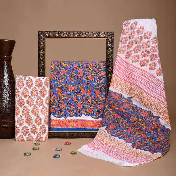 Unstitched Pure Cotton Salwar Suit Material Floral Print