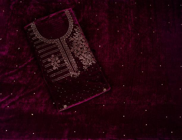 MannKey Velvet Embroidered Salwar Suit Material - Image 3