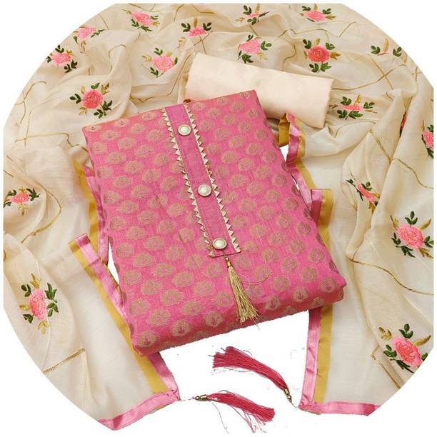 Unstitched Jacquard Salwar Suit Material Embellished