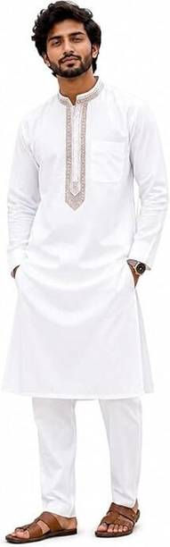 Unstitched Polycotton Kurta Fabric Embroidered