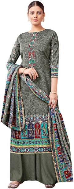 Rosniya Wool Printed Kurta & Sharara Fabric