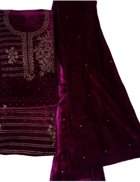 ALMA COLLECTION Velvet Embroidered Kurta Fabric Price in India - Buy ALMA COLLECTION Velvet Embroidered Kurta Fabric online at galgota.in - Image 2