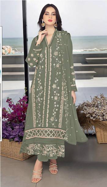 Shoponbit Georgette Embroidered Salwar and Dupatta Material
