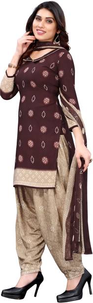 YASHIKA Crepe Solid, Floral Print, Printed, Geometric Print Salwar Suit Material - Image 3