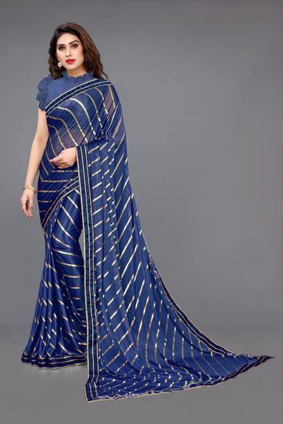 Surat sarees Striped Bollywood Cotton Blend Saree