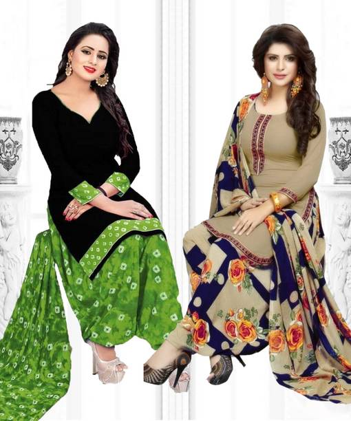 Unstitched Crepe Salwar and Dupatta Material Printed