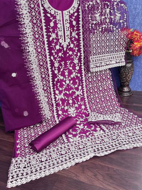 VIZOLT Net/Lace Embroidered Salwar Suit Material Price in India - Buy VIZOLT Net/Lace Embroidered Salwar Suit Material online at galgota.in - Image 3