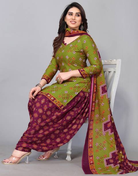 Unstitched Cotton Blend Salwar Suit Material Floral Print Price in India