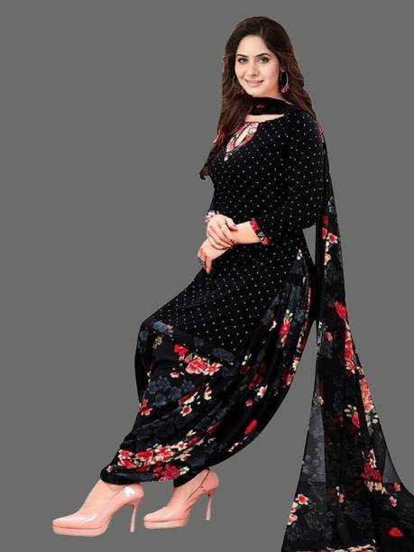 Unstitched Crepe Kurta & Patiyala Material Printed Price in India