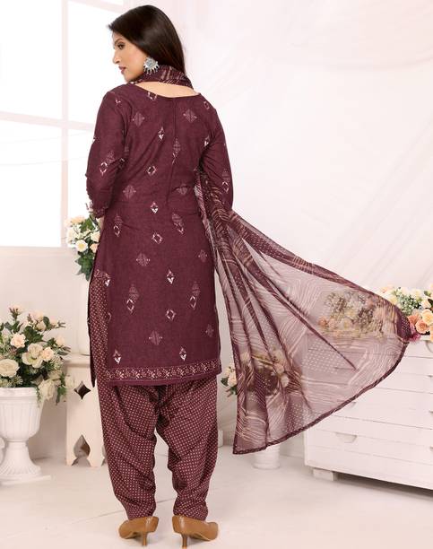 YASHIKA Crepe Geometric Print Salwar Suit Material - Image 3