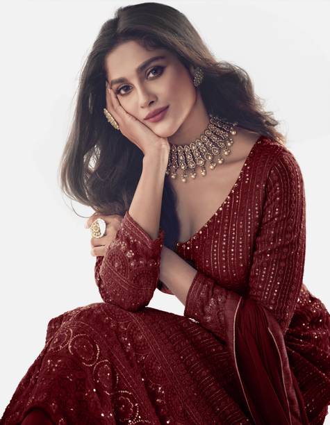 DIVINE INTERNATIONAL TRADING CO Georgette Embroidered Gown/Anarkali Kurta & Bottom Material Price in India - Buy DIVINE INTERNATIONAL TRADING CO... - Image 3