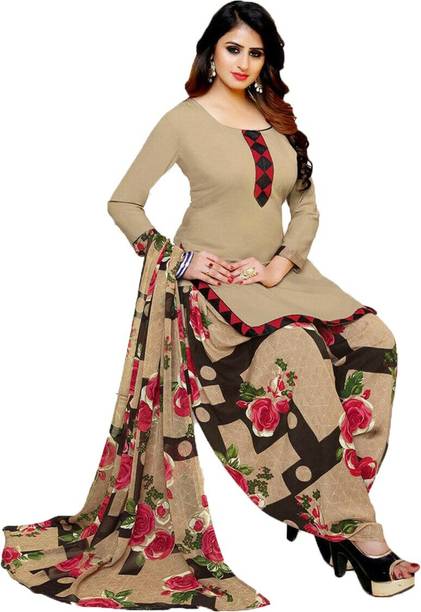 Unstitched Crepe Salwar Suit Material Solid, Floral Print, Printed, Geometric Print Price in India