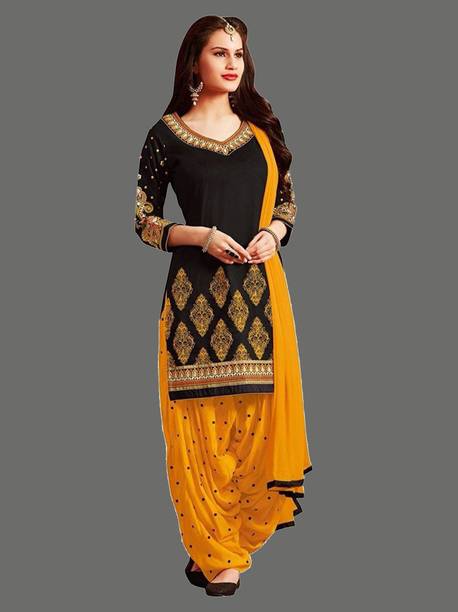 Unstitched Crepe Kurta & Patiyala Material Printed Price in India