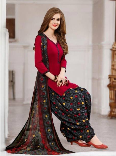 SIMPLYETHNIC Unstitched Crepe Salwar Suit Material Printed
