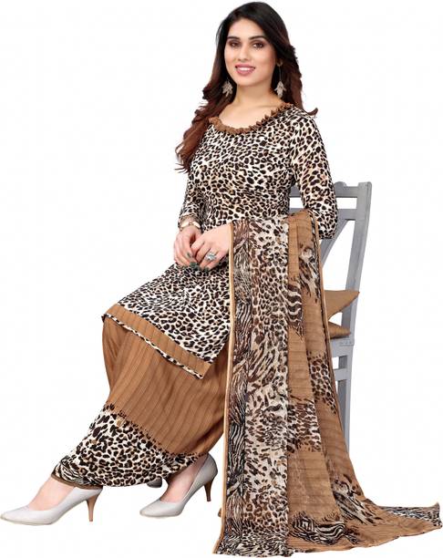 AYKA CLOTHINGS Crepe Floral Print, Printed, Geometric Print Salwar Suit Material - Image 3