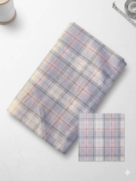 Unstitched Cotton Linen Shirt Fabric Checkered