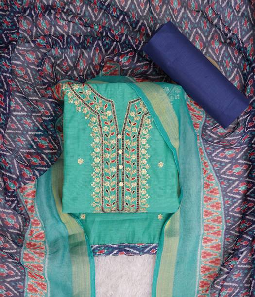 Tavas Chanderi Embroidered Salwar Suit Material