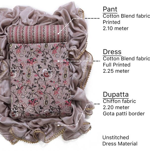 Sun Fashion And Lifestyle Cotton Blend Floral Print Salwar Suit Material - Image 7