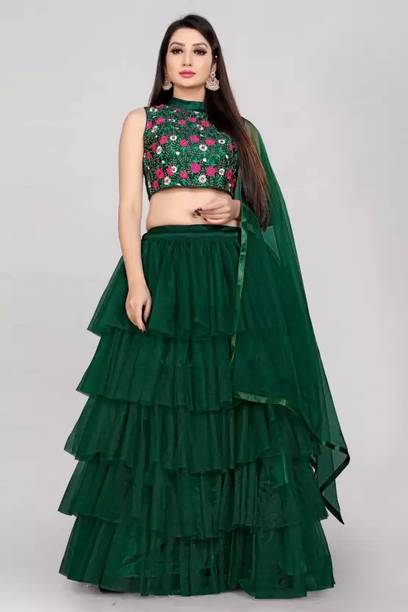 Semi Stitched Net/Lace Salwar Suit Material Self Design