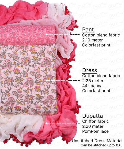 Sun Fashion And Lifestyle Cotton Blend Printed Kurta & Churidar Material - Image 2