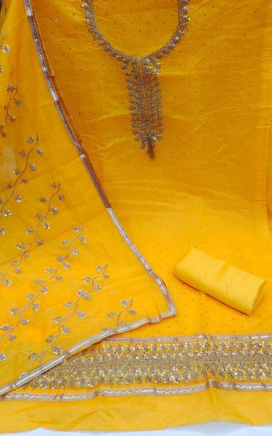 Heenari Chanderi Embroidered Salwar Suit Material - Image 2