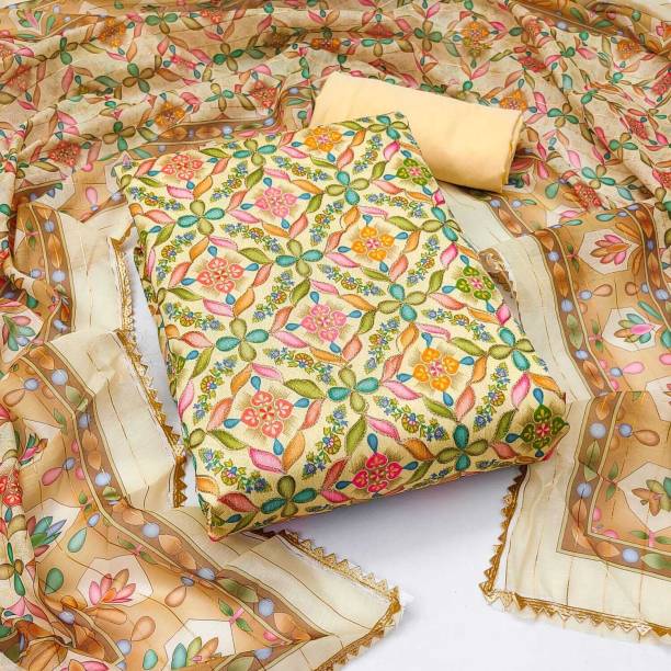 Unstitched Cotton Silk Salwar Suit Material Floral Print Price in India