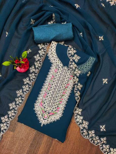 manvaa Georgette Embellished Salwar Suit Material