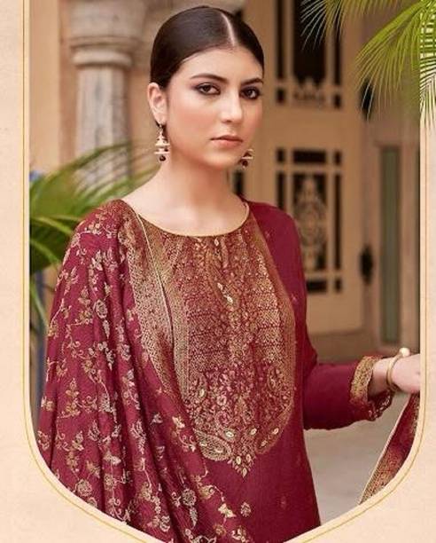NAWABI COLLECTION Wool Self Design Salwar Suit Material Price in India - Buy NAWABI COLLECTION Wool Self Design Salwar Suit Material online at... - Image 2