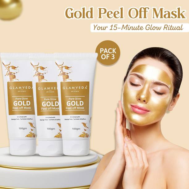 GLAMVEDA Pure Glow Anti Pollution With Gold Peel Off Mask Pack Of 3