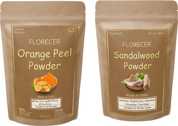 FLORECER Orange Peel Powder And Sandalwood Powder For Face | Organic Powder For Face Pack